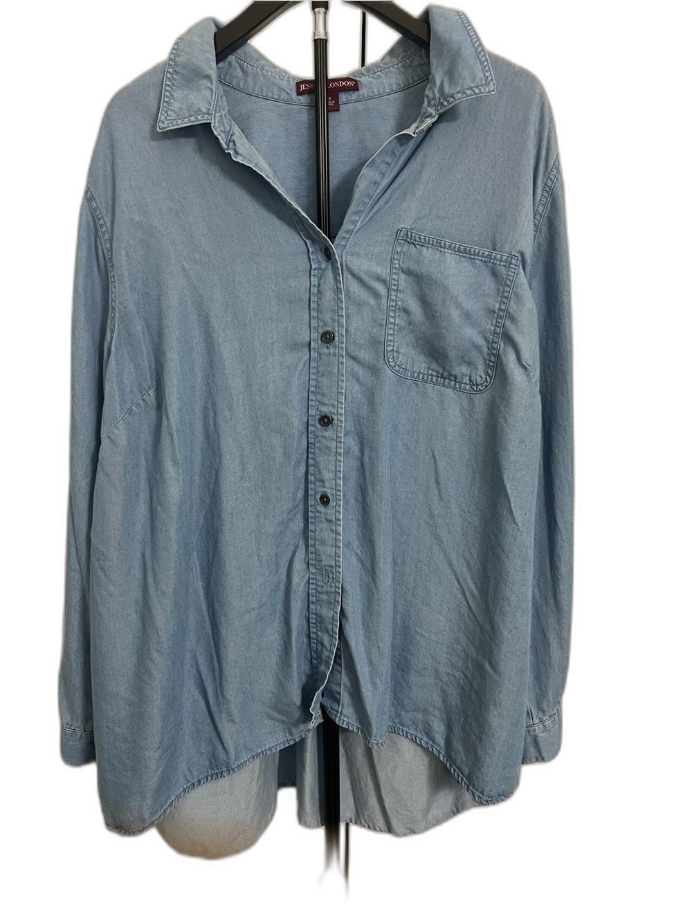 Jessica London Women’s Blue Chambray Button-Up Shirt